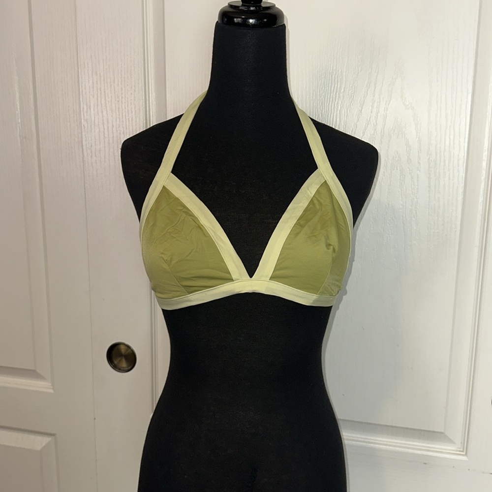 HONEY DEW GREEN UNLINED SWIMSUIT TRIANGLE TOP ADJUSTABLE HALTER
